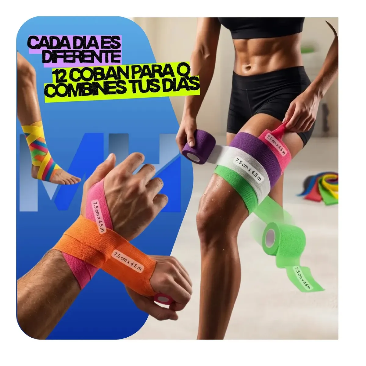 GENERICO - Pack X12 Cinta Para Vendaje Venda Coban Deporte 75mm X450cm