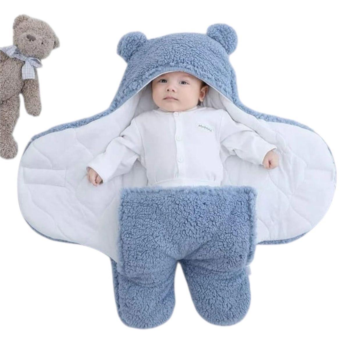 GENERICO - Saco Manta Envoltura De Dormir Bebe Saco Abrigo Celeste
