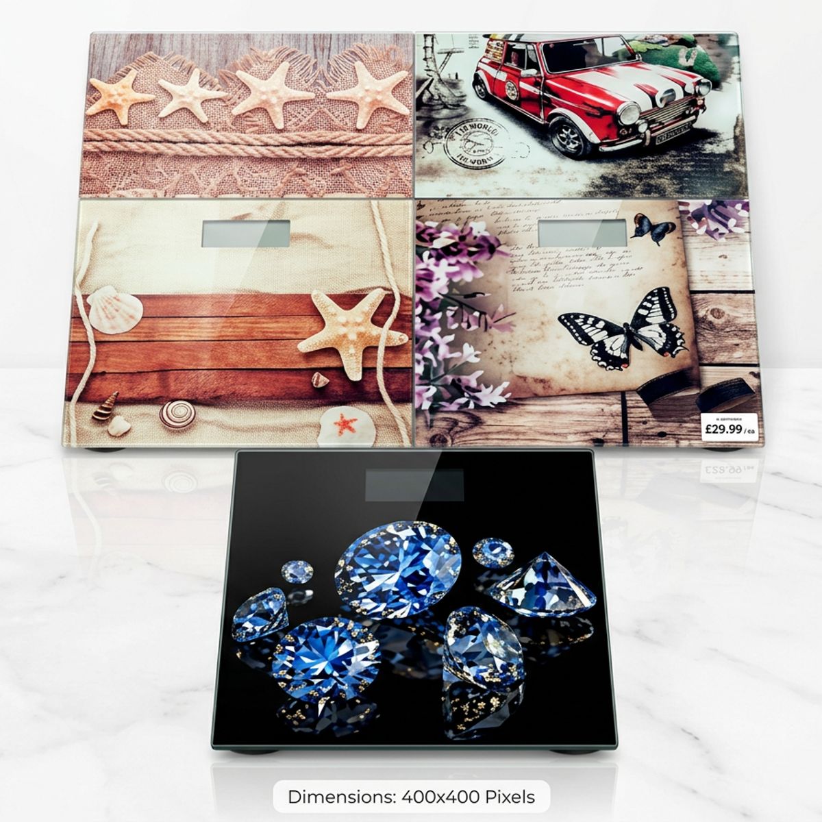 GENERICO - Balanza de baño decorativas de vidrio templado