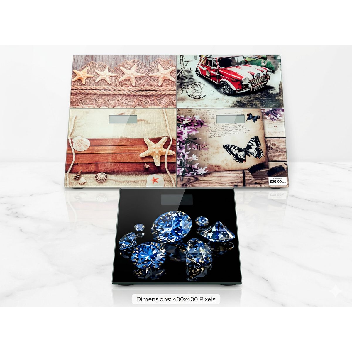 GENERICO - Balanza de baño decorativas de vidrio templado