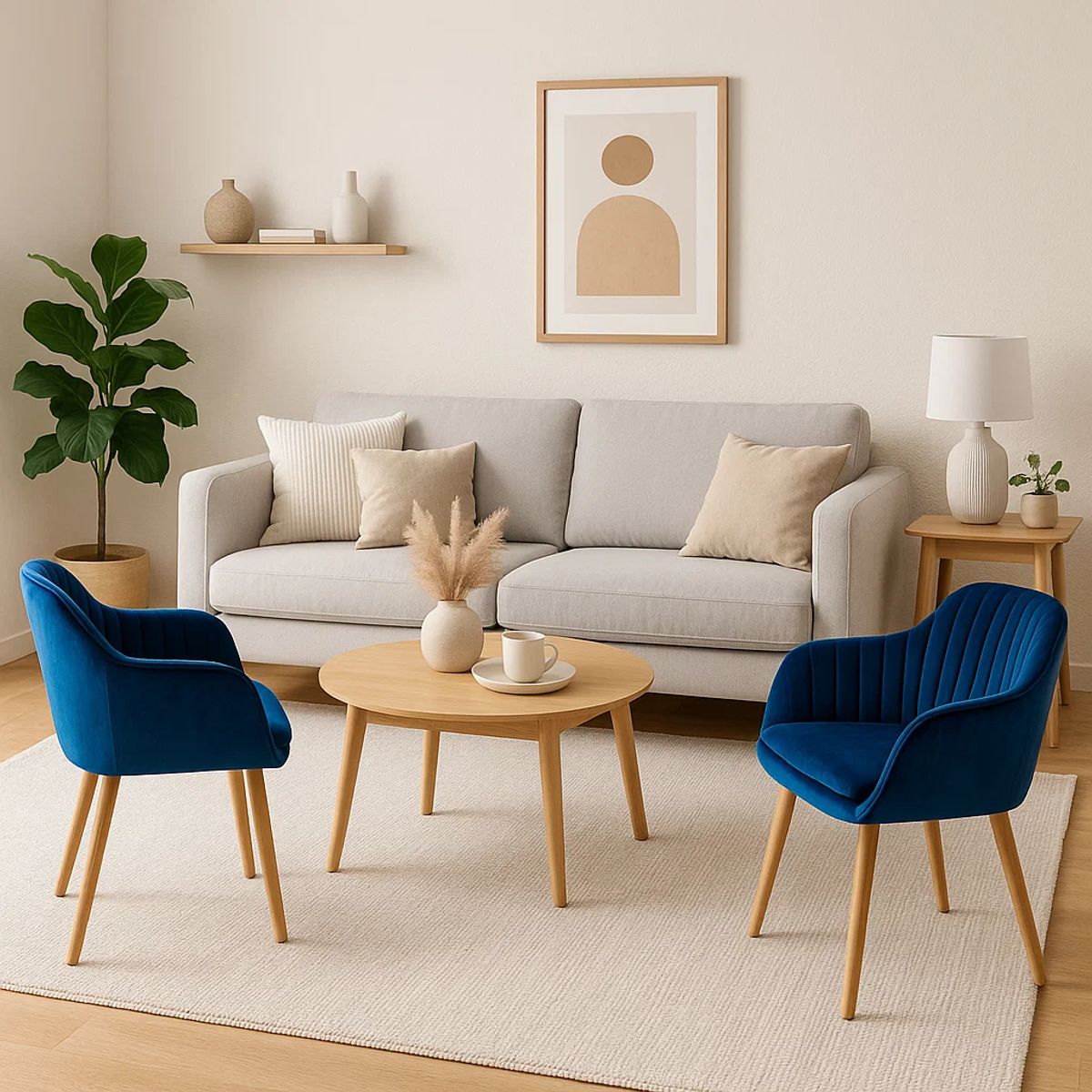 KLIK - Pack de 2 Butacas Sitiales Poltronas Diamante Terciopelo - Azul