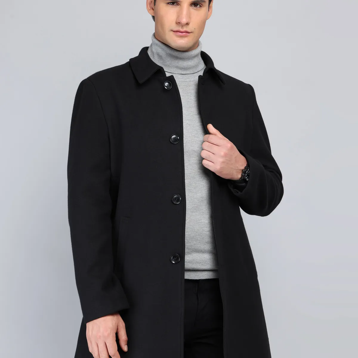 ARROW - Abrigo Recto Liso Regular Fit Negro Arrow ARROW