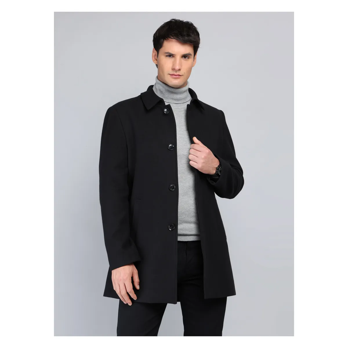 ARROW - Abrigo Recto Liso Regular Fit Negro Arrow ARROW