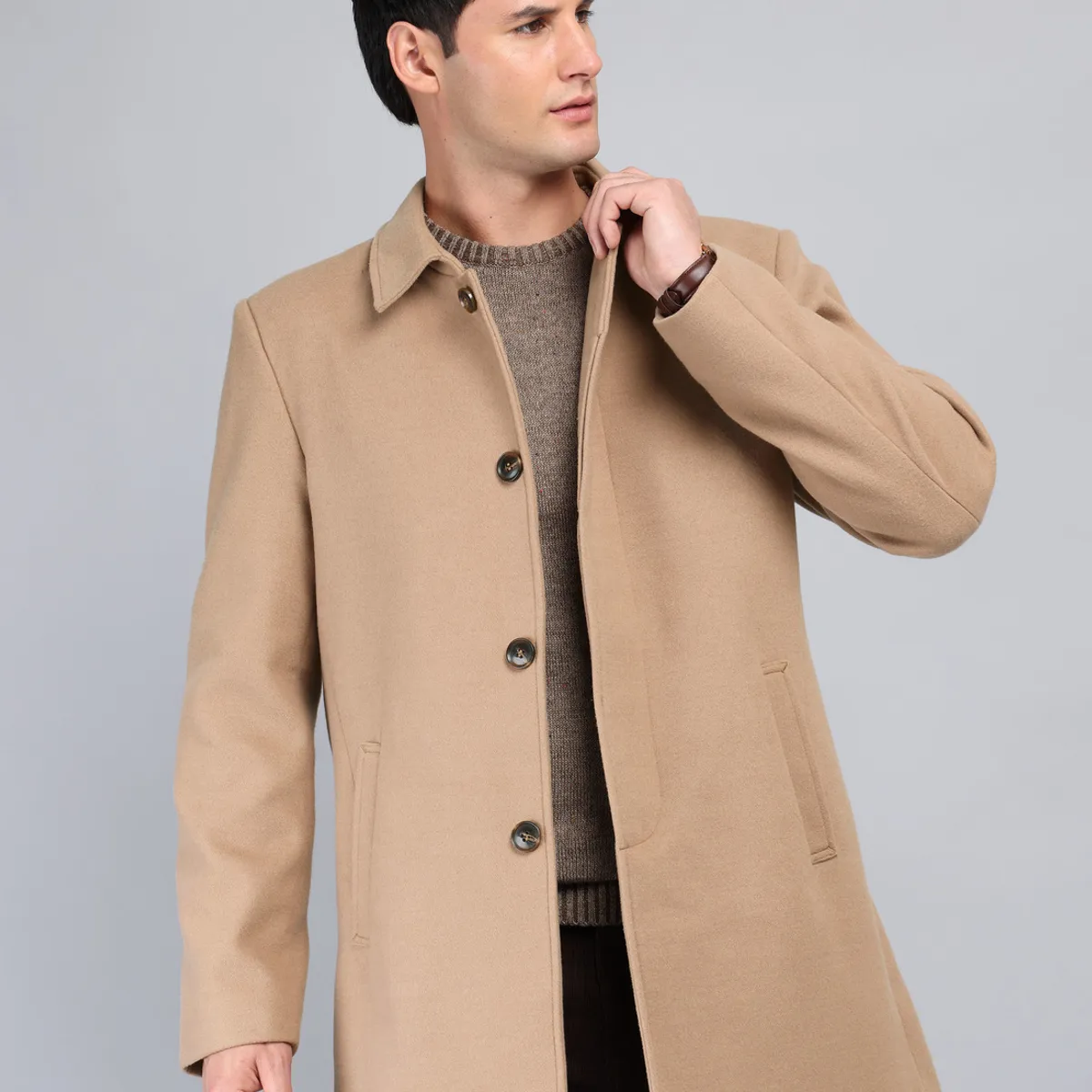 ARROW - Abrigo Recto Liso Regular Fit Beige Arrow ARROW