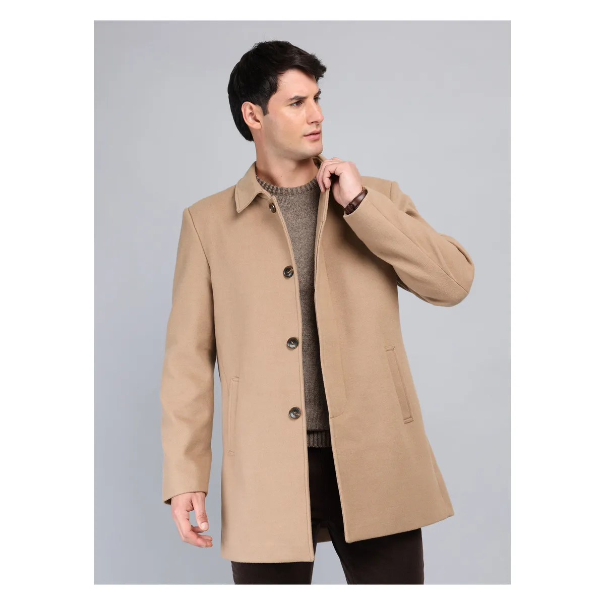 ARROW - Abrigo Recto Liso Regular Fit Beige Arrow ARROW