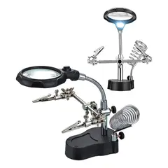 IRM - Soldadura X2 Soporte Tercera Mano Con Lupa Profesional Electronica Metalico FIGOIMPORT