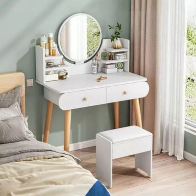 Imagen 2 del producto Mesa Tocador Con Asiento Blanco