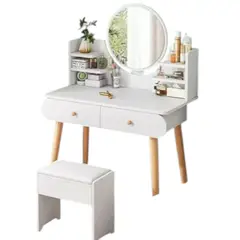GENERICO - Mesa Tocador Con Asiento Blanco