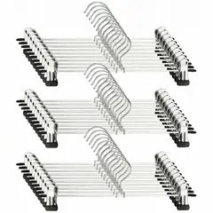 IDEEHOUSE - Gancho Para Ropa Pantalon De Metal Cromado Con Pinzas 30pzas Gris