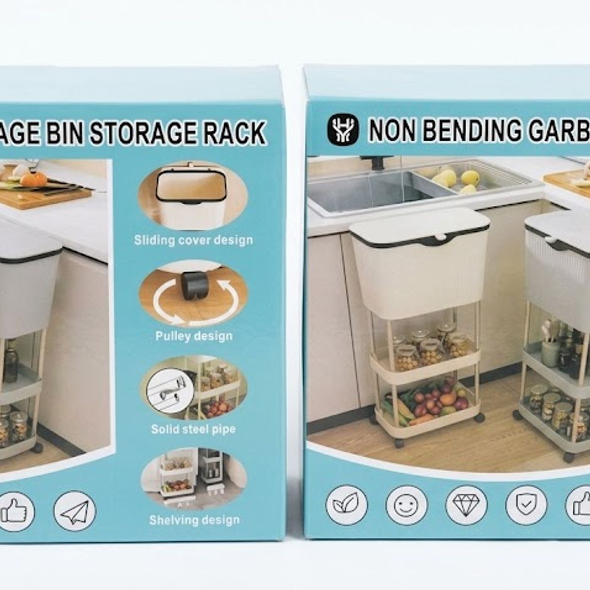 GENERICO - Contenedor Organizador 3 Niveles Con Ruedas Crema