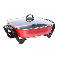 GENERICO - Sartén Olla Eléctrica Multifuncional 1500w Rojo
