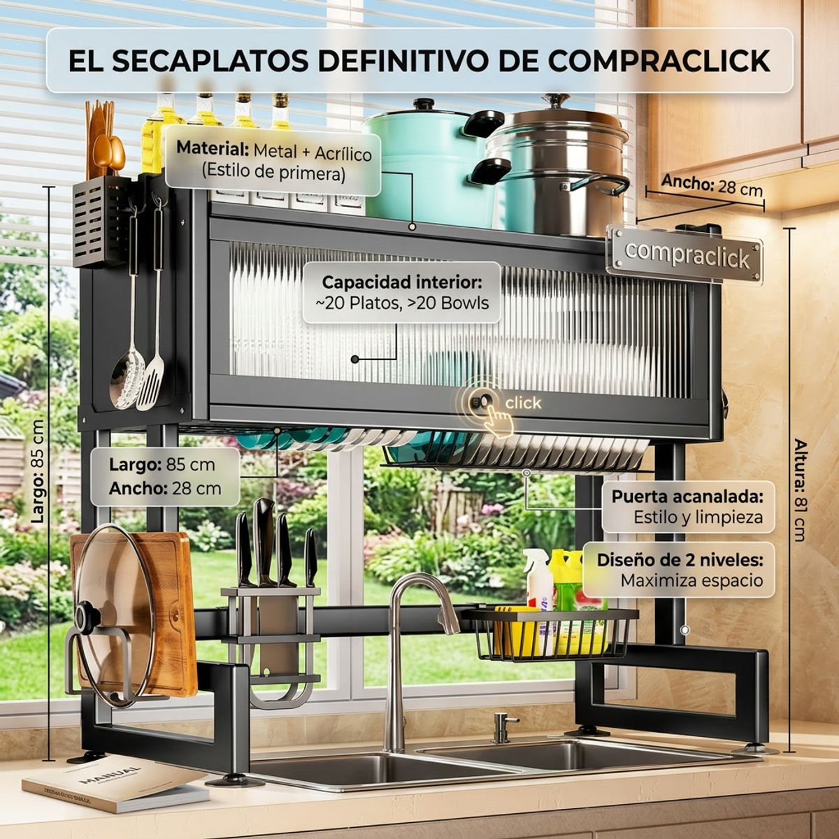 MOVI - SECAPLATOS CON PUERTA Y SOPORTE PARA ACCESORIOS