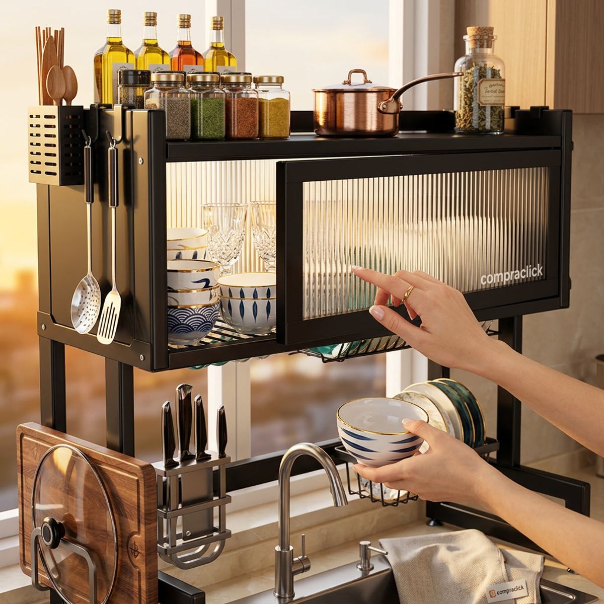 MOVI - SECAPLATOS CON PUERTA Y SOPORTE PARA ACCESORIOS