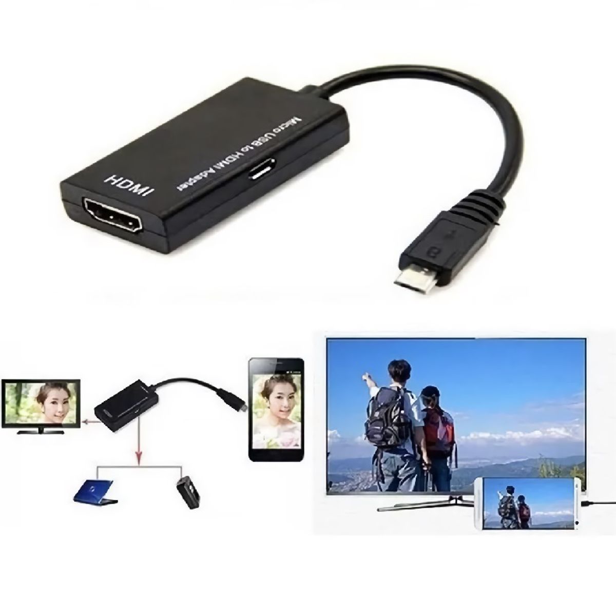 GENERICO - Cable mhl  adaptador micro usb hdmi a hdtv 1080p