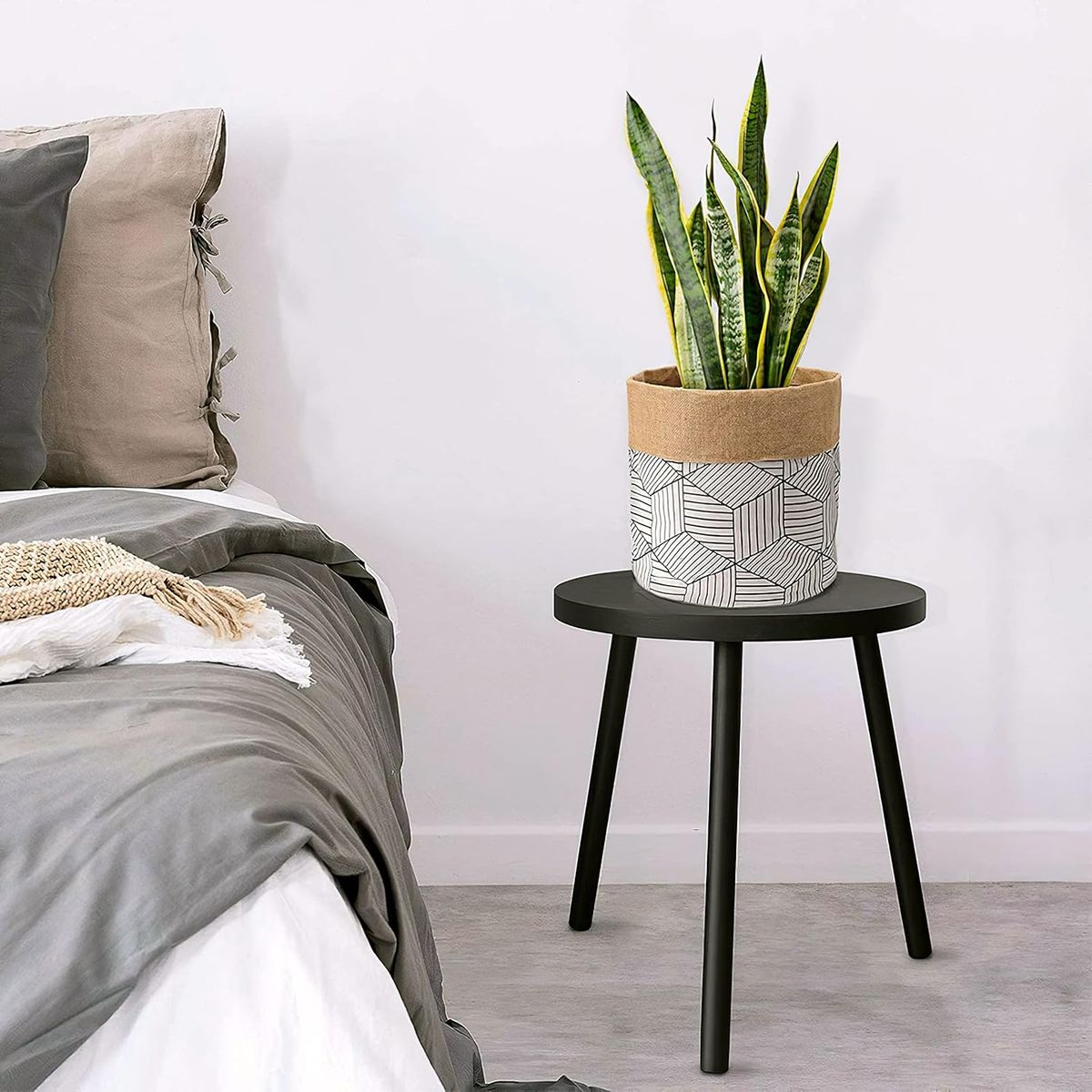 GENERICO - Soporte Alto Para Maceteros, Plantas Mesa Auxiliar Multiuso Negro 22cm Alto