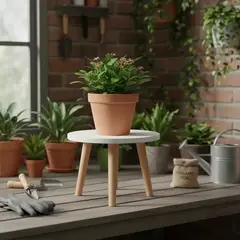GENERICO - Soporte Alto Para Maceteros, Plantas Mesa Auxiliar Multiuso Blanco 22cm Alto