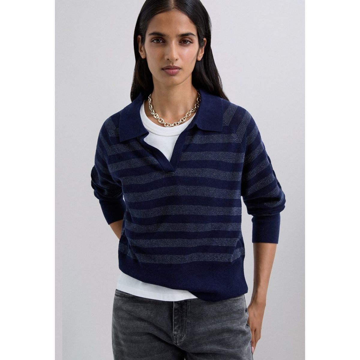 SCALPERS - Jersey Polo Rayas Metalizado