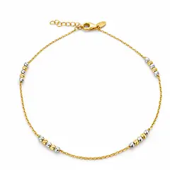 CASABONA - Pulsera Oro Amarillo 18k con Detalle de Cristales Dorado y Plateado