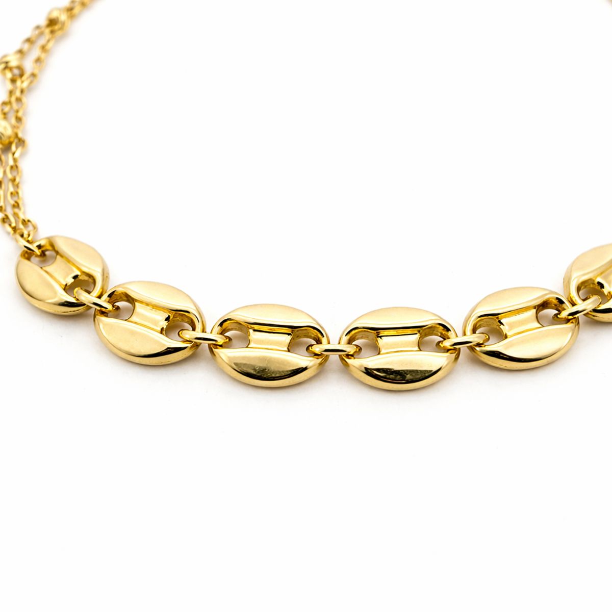 CASABONA - Pulsera Oro Amarillo 18K Doble Cadena 6 Granos
