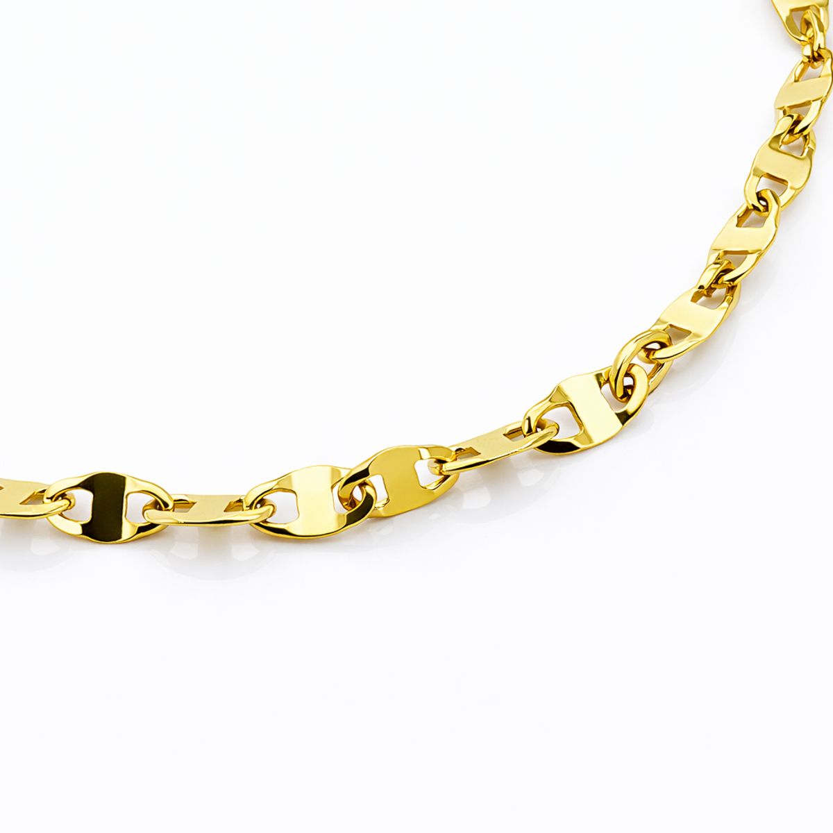 CASABONA - Pulsera Oro Amarillo 18K  con Eslabones Calados Estilo Singapur