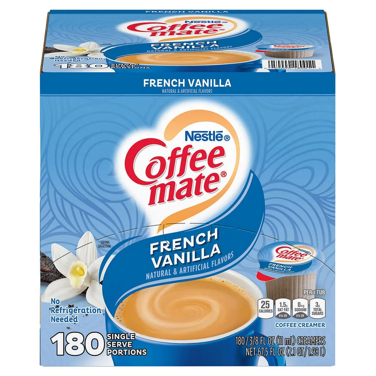 NESTLE - Crema para Café Individual Vainilla Francesa Coffee-Mate Nestle 180 un x 11 ml Kiosclub