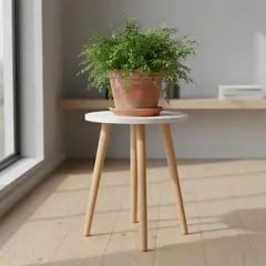 GENERICO - Soporte Alto Para Maceteros, Plantas Mesa Auxiliar Multiuso Blanco 52cm Alto