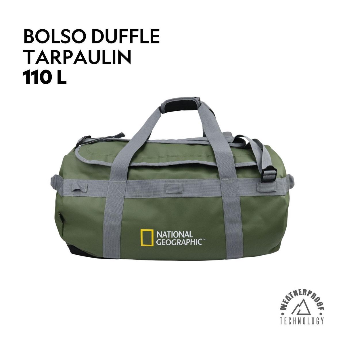 NATIONAL GEOGRAPHIC - Bolso Mochila Viaje Duffel 110L verde National Geographic