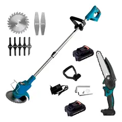 GENERICO - Kit de jardinería inalámbrico 2 en 1 corta césped y mini motosierra