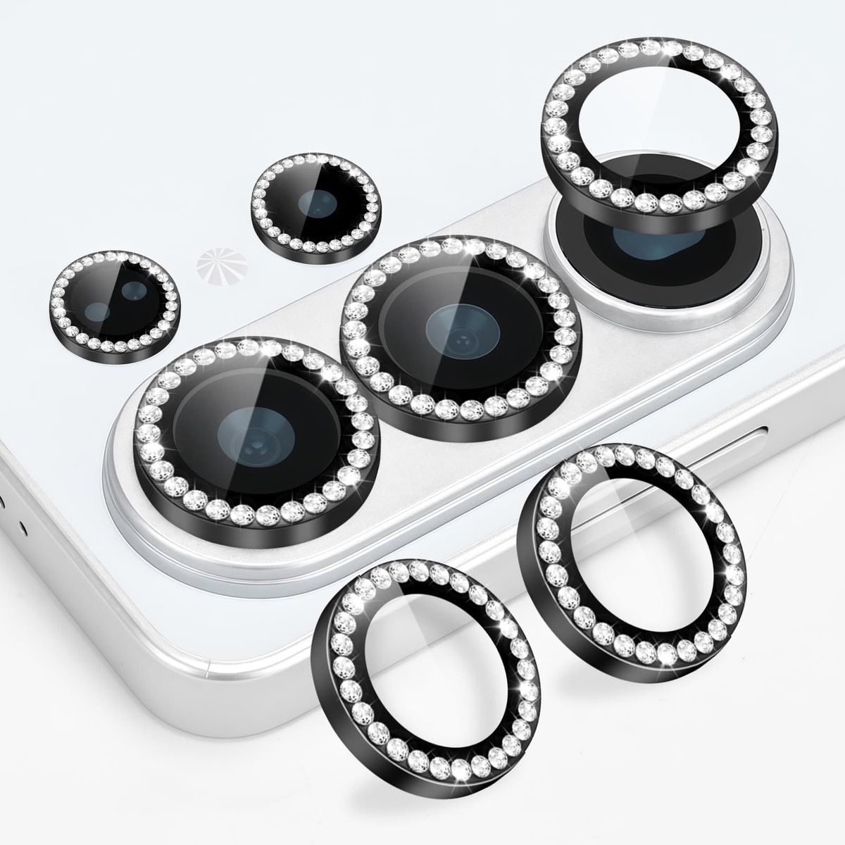 GENERICO - Protector de Lentes Camara Con Brillitos Para Samsung S26 Ultra - Negro