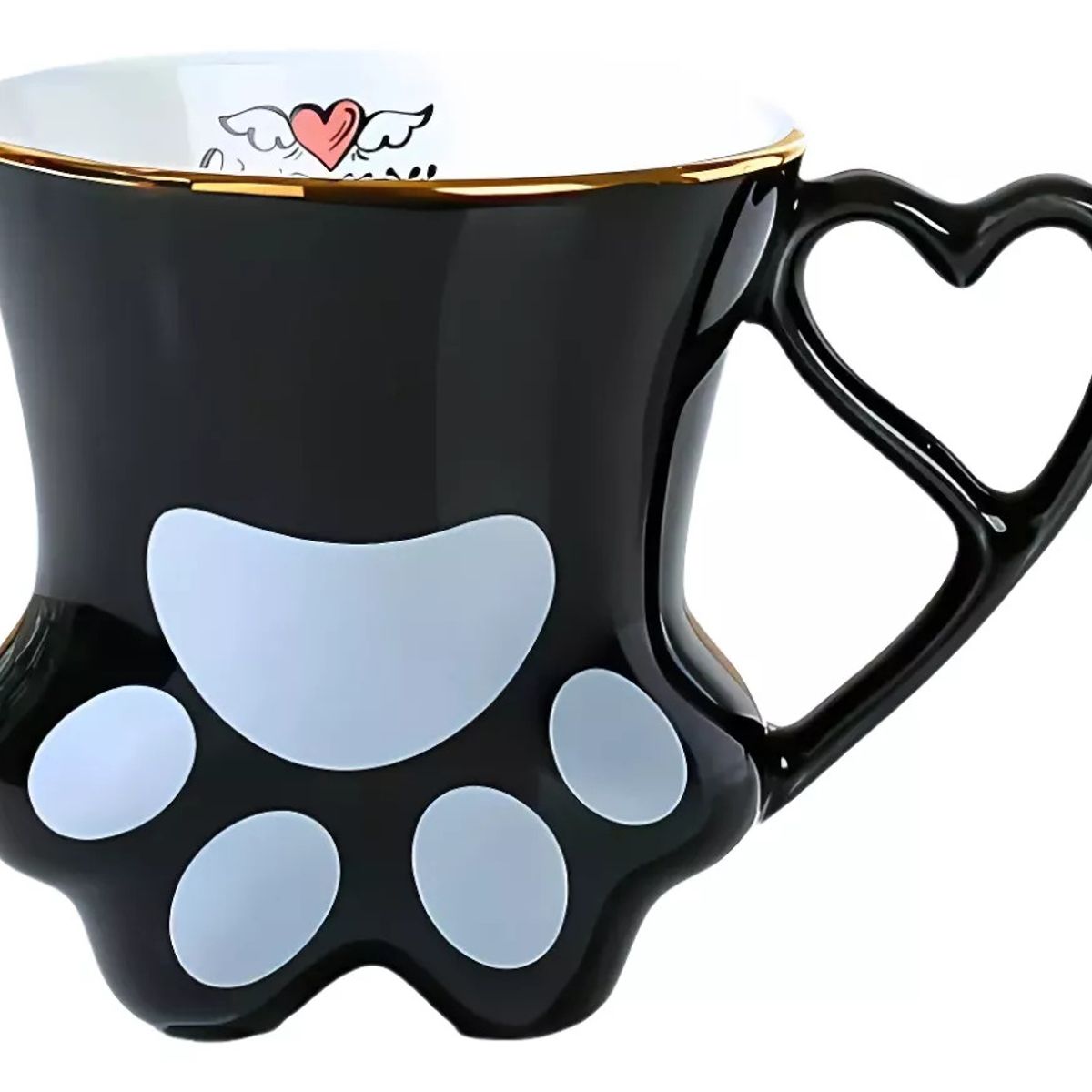 GENERICO - Taza Mug Patita De Gato Cup Hermoso Regalo Original Catlover Negro