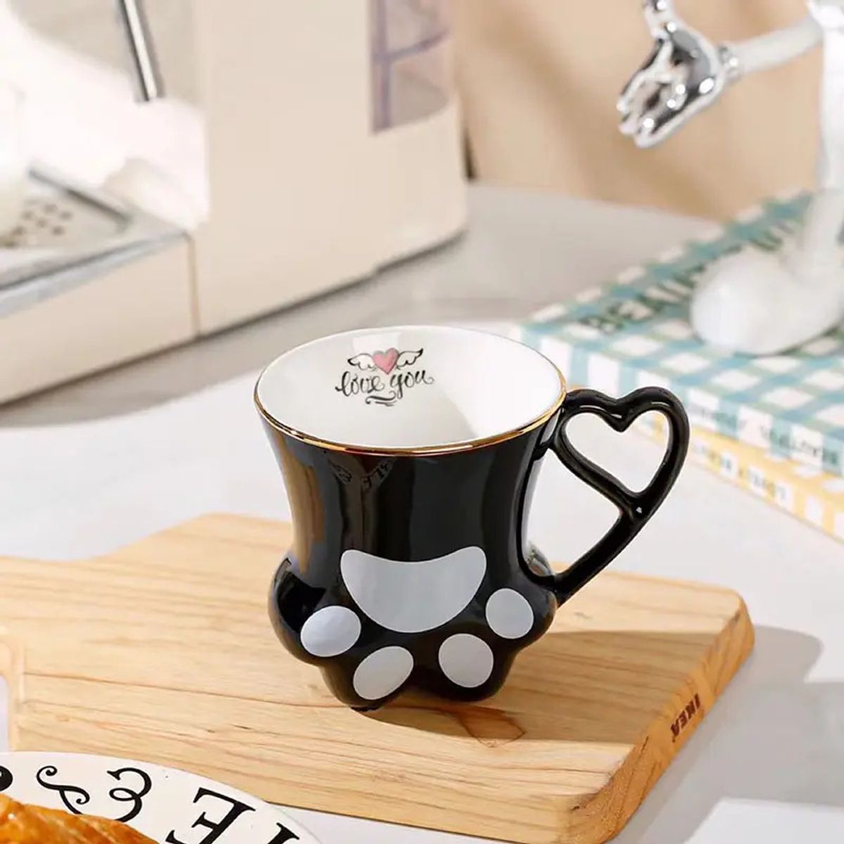 GENERICO - Taza Mug Patita De Gato Cup Hermoso Regalo Original Catlover Negro