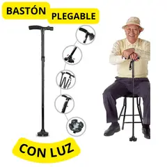MOVI - Bastón Ortopédico Plegable Con Luz Led -Movilidad Segura y Confortable