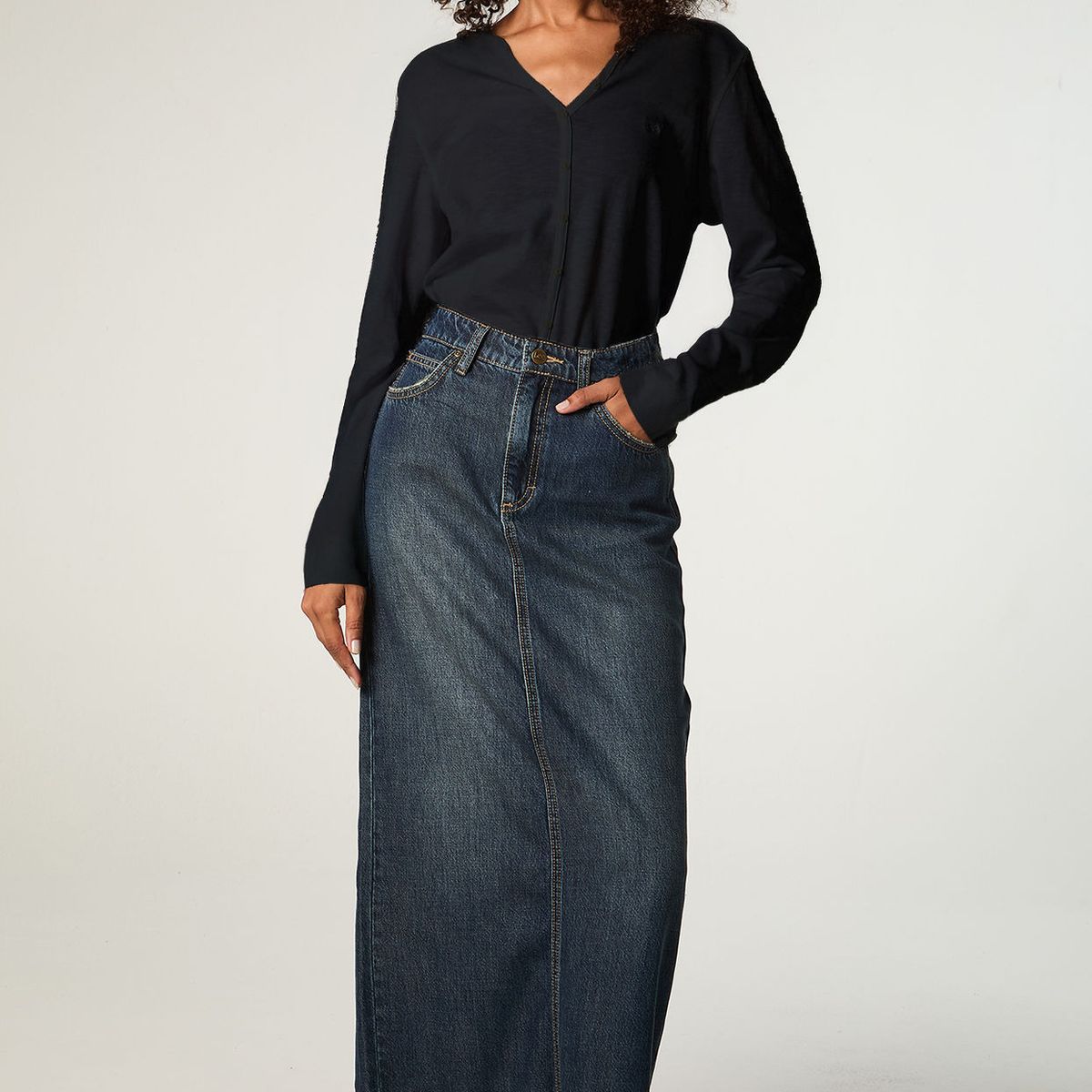 LEE - Polera  Mujer Regular Negro Henley
