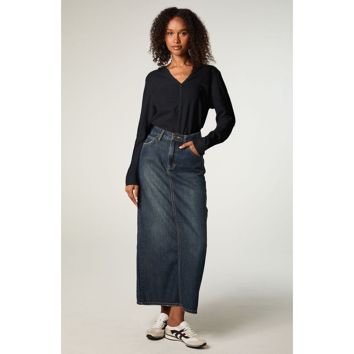 LEE - Polera  Mujer Regular Negro Henley