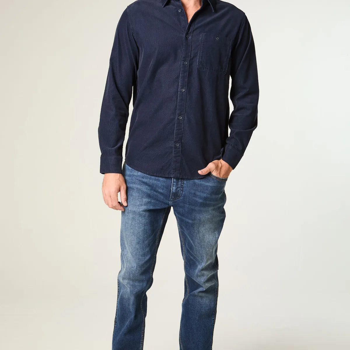 WRANGLER - Camisa Hombre 1 Pocket Corduroy Regular Fit Azul
