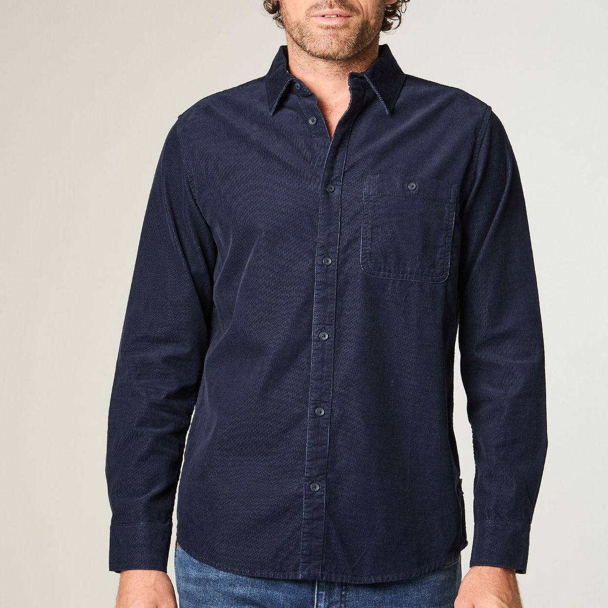 WRANGLER - Camisa Hombre 1 Pocket Corduroy Regular Fit Azul