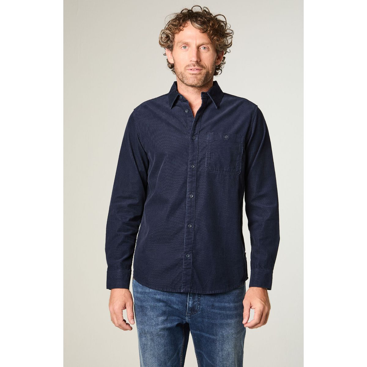 WRANGLER - Camisa Hombre 1 Pocket Corduroy Regular Fit Azul