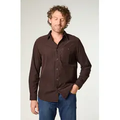 WRANGLER - Camisa Hombre 1 Pocket Corduroy Regular Fit Café Oscuro