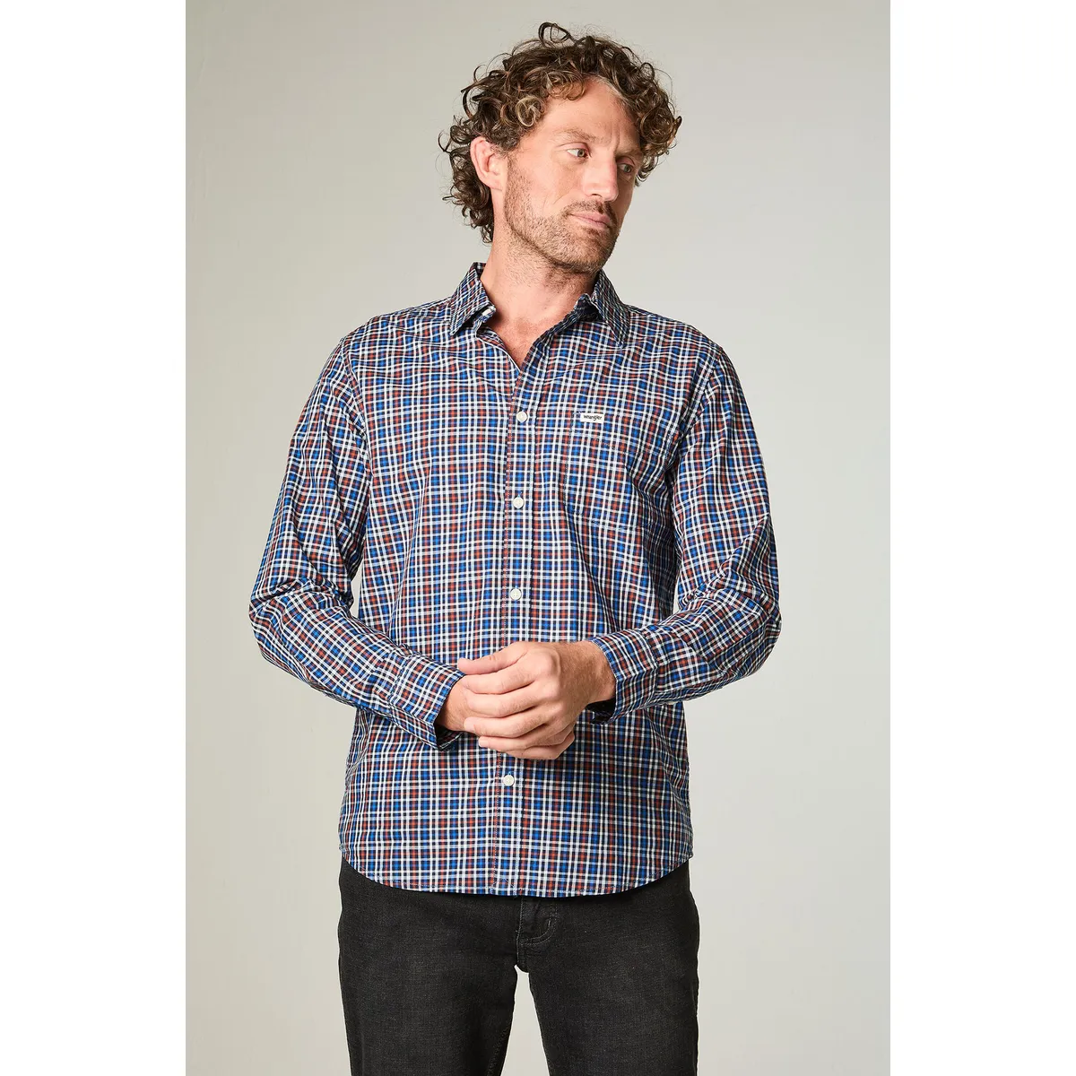 WRANGLER - Camisa Hombre 1 Pocket Poplin Regular Fit Azul