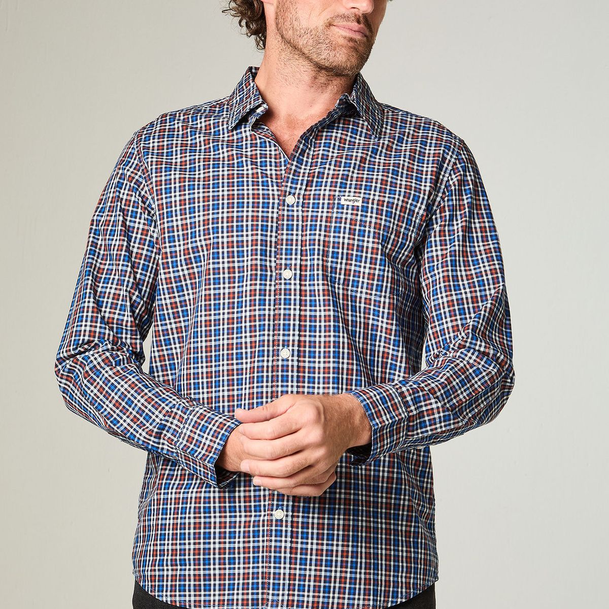 WRANGLER - Camisa Hombre 1 Pocket Poplin Regular Fit Azul