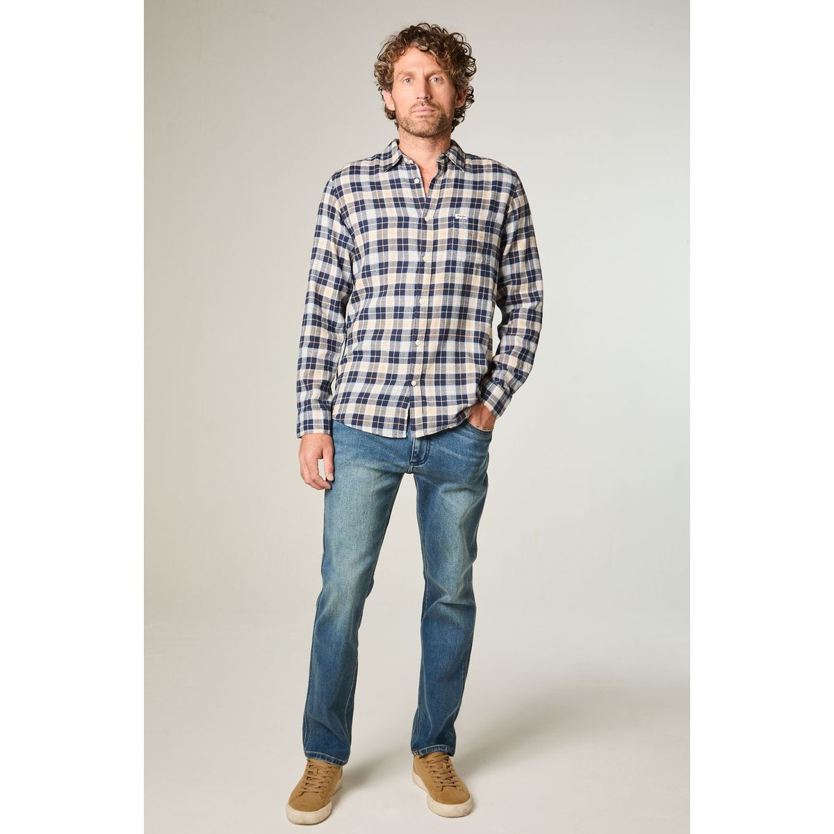 WRANGLER - Camisa Hombre 1 Pocket Flannel Regular Fit Azul