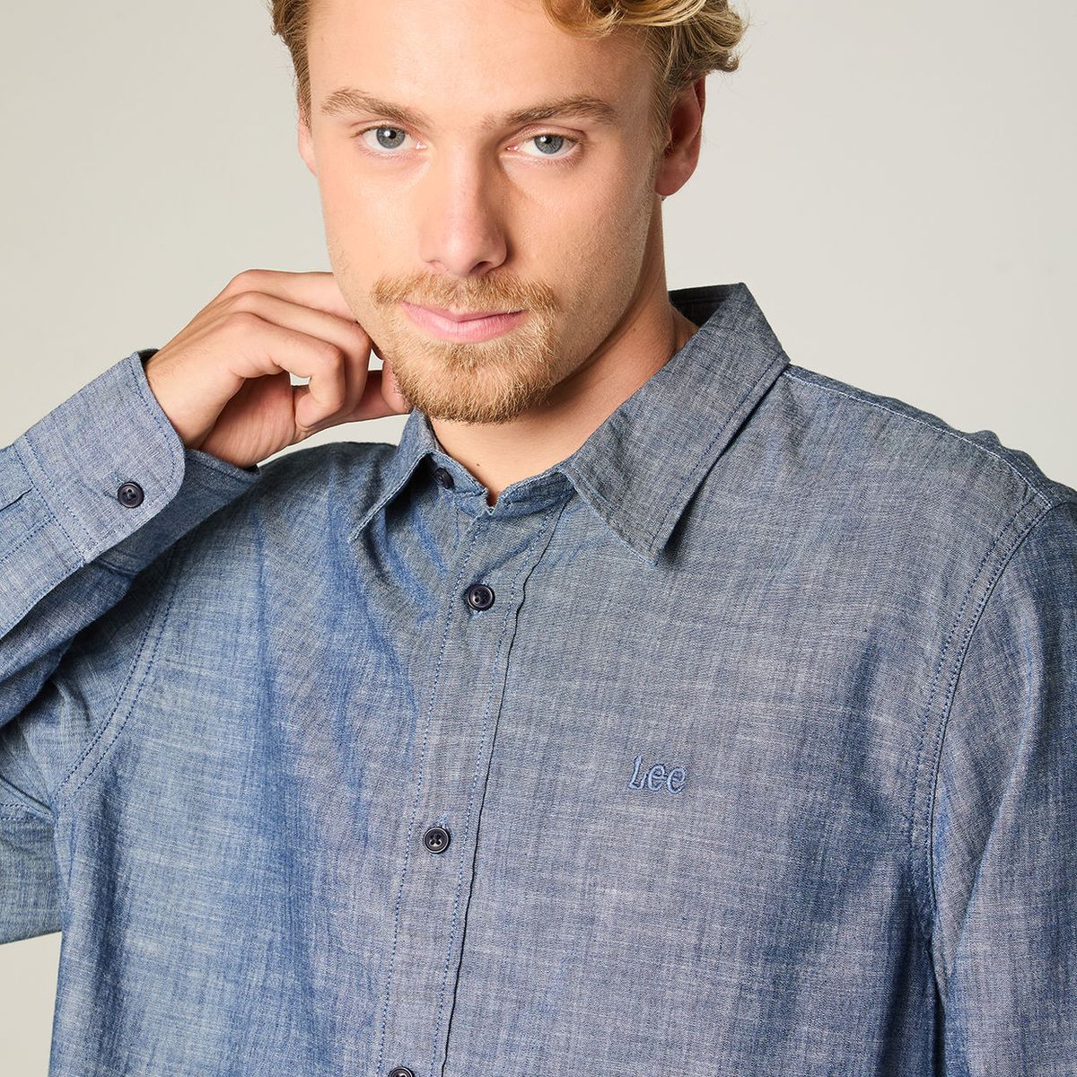 LEE - Camisa  Hombre Clean Regular Celeste