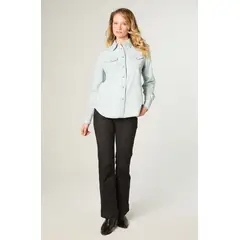WRANGLER - Camisa Mujer Western Shirt Denim Regular Fit Celeste