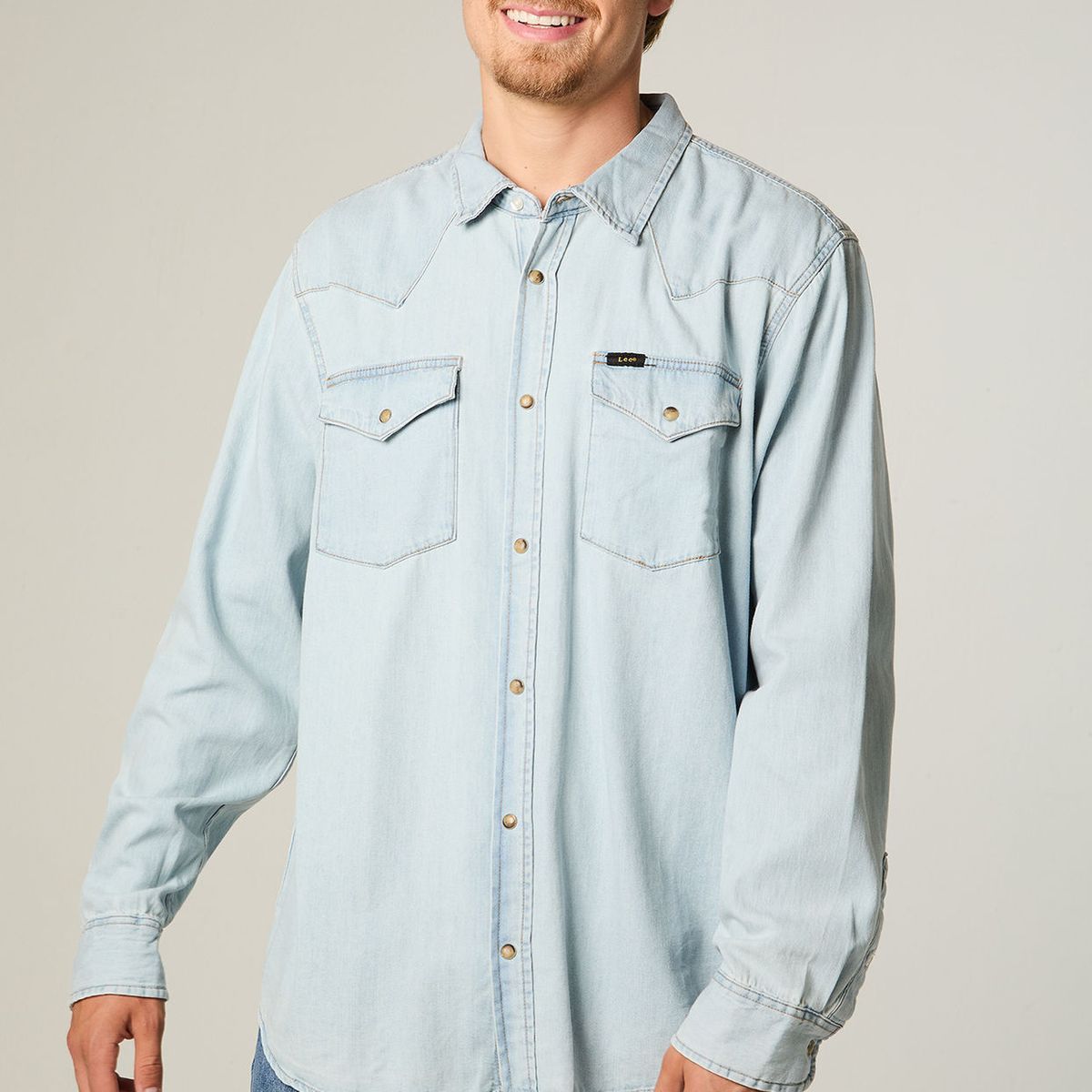 LEE - Camisa  Hombre Regular Celeste Western