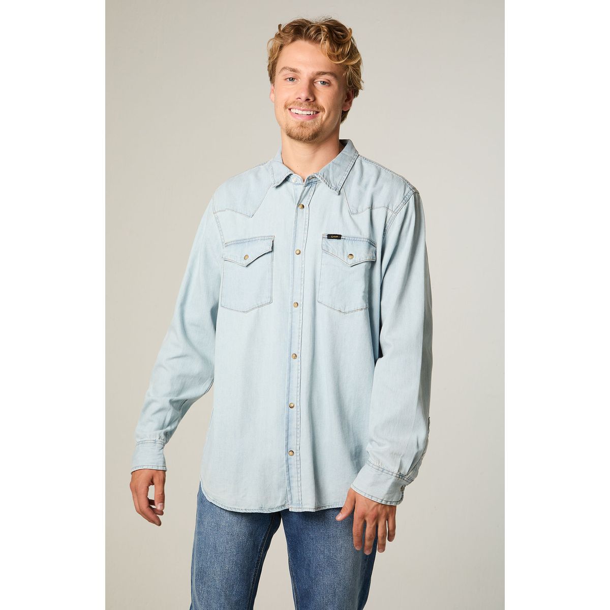 LEE - Camisa  Hombre Regular Celeste Western