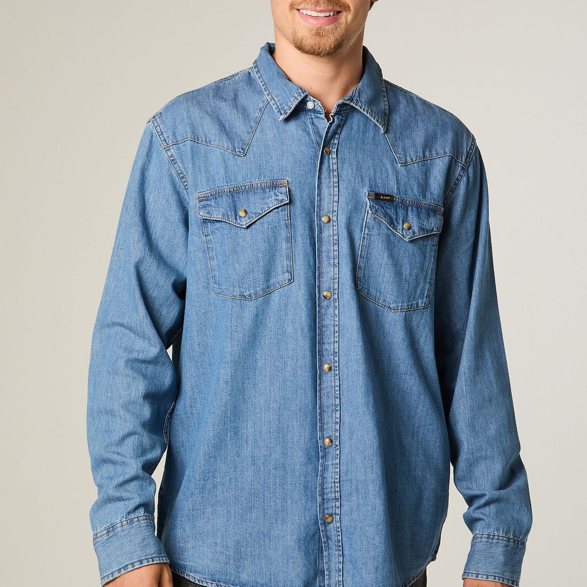 LEE - Camisa  Hombre Regular Azul Western