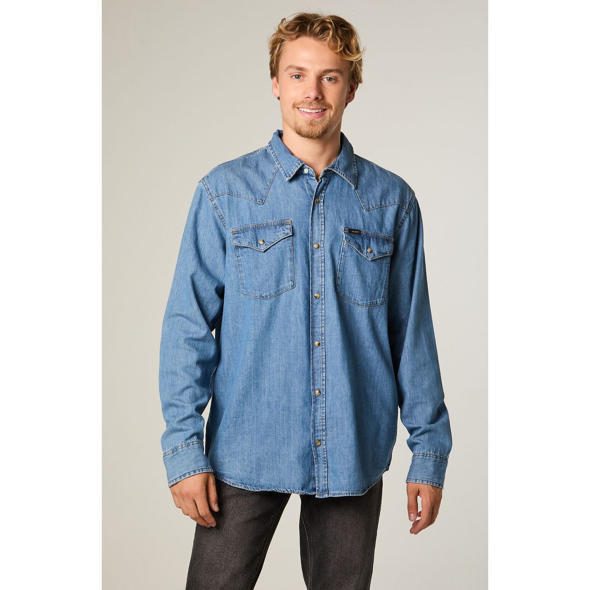LEE - Camisa  Hombre Regular Azul Western
