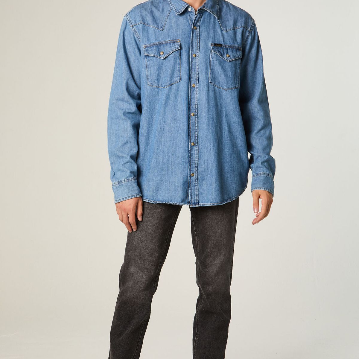 LEE - Camisa  Hombre Regular Azul Western