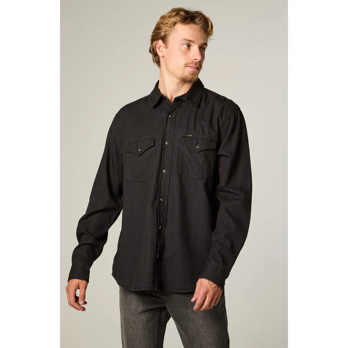 LEE - Camisa  Hombre Regular Negro Western
