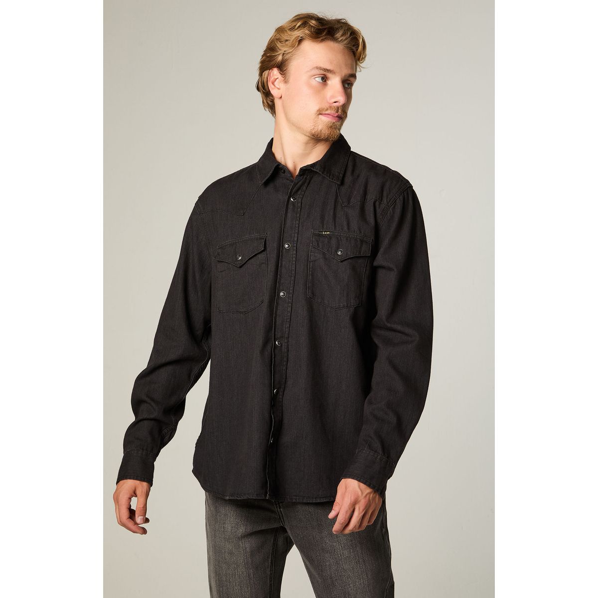 LEE - Camisa  Hombre Regular Negro Western